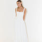 Women's Sleeveless Midi Dress with Square Neckline for Summer