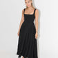 Women's Sleeveless Midi Dress with Square Neckline for Summer