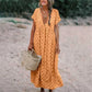 Boho Maxi Dress with V-Neck – Flowy Summer Dress with Print and Short Sleeves
