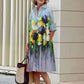 Jandy - Elegant dress with crinkled floral pattern