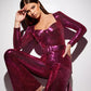 Sequin Jumpsuit with Corset Detail and Flared Legs