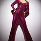 Sequin Jumpsuit with Corset Detail and Flared Legs