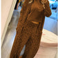 Janice - Leopard Print Cardigan, Long Sleeve Pocket and Elasticated Waist Pants Set