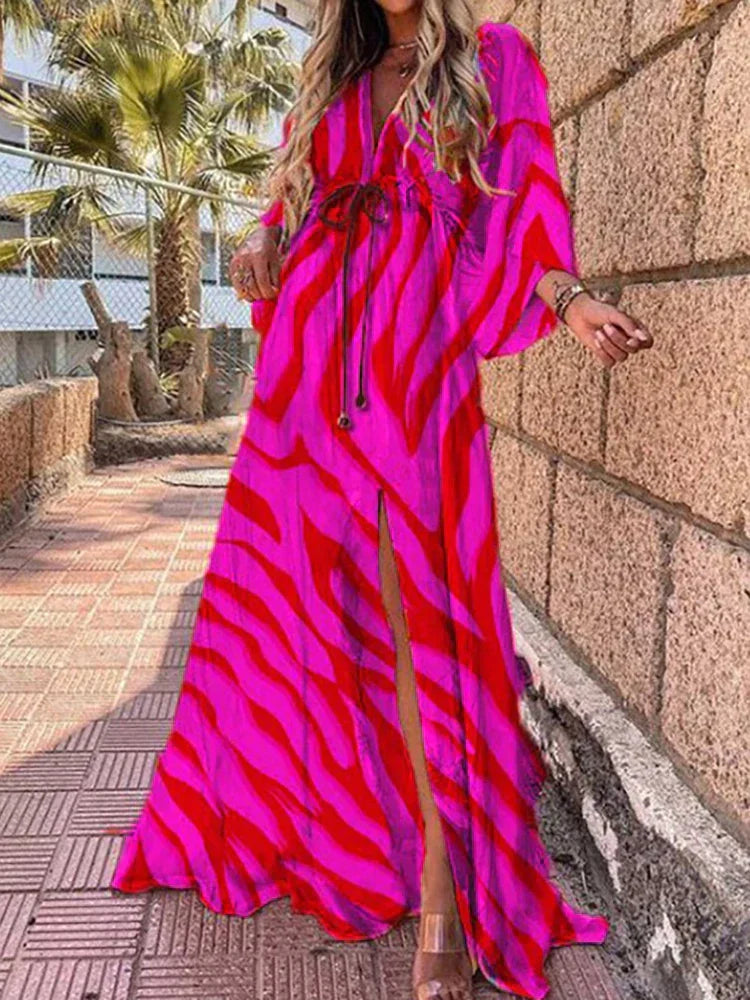 Eula -Elegant printed beach dress