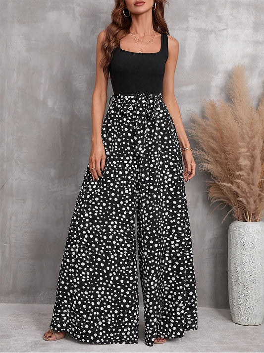 Kelly - Wide Leg Jumpsuit with Polka Dot Print