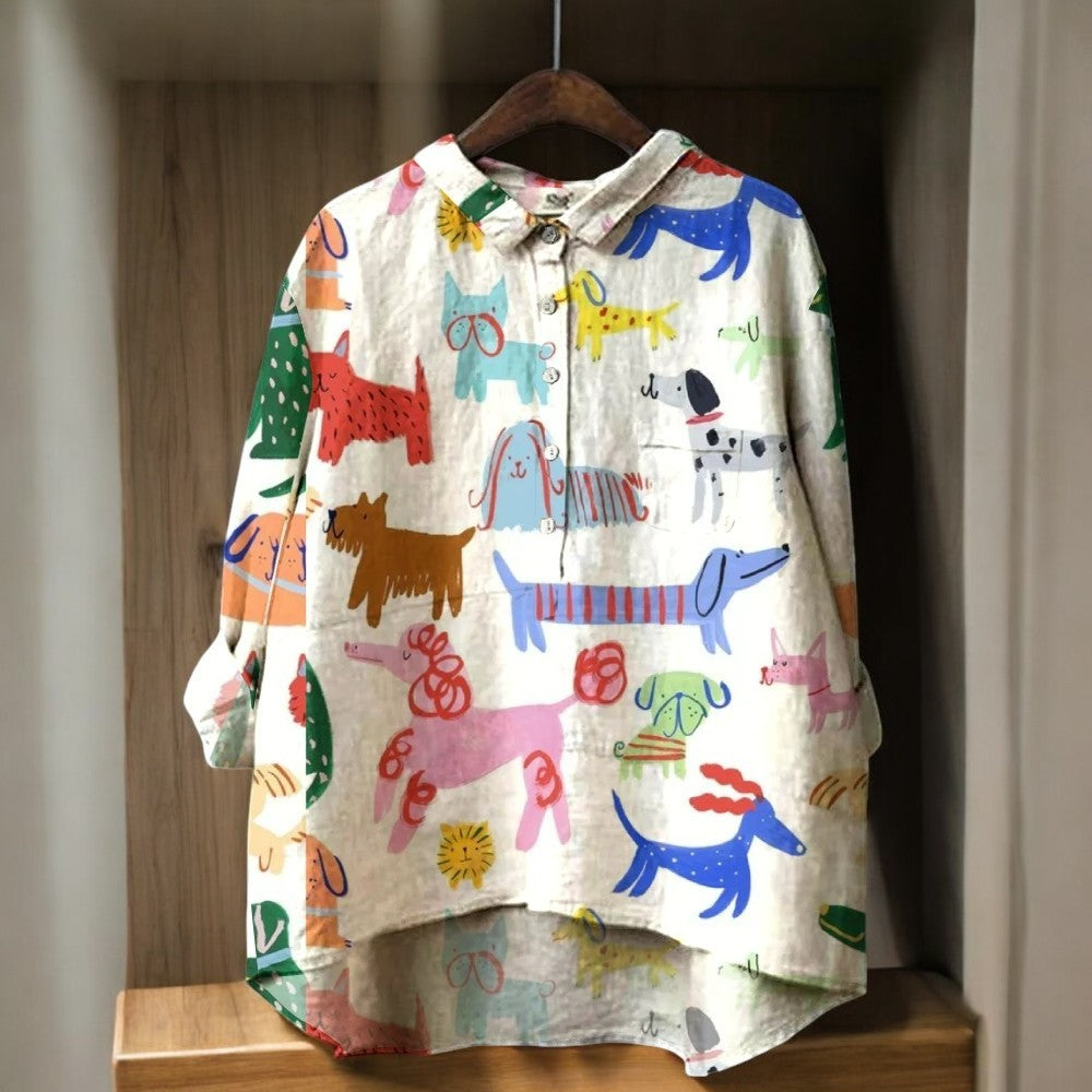 Lilly - Exclusive blouse with dog print for women