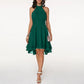 Women's Elegant Cocktail Dress with Neckholder and Ruffle - Sleeveless A-Line Evening Dress for Parties & Events