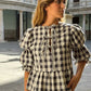 Chiara | Women's puff sleeve lace-up - spring blouse
