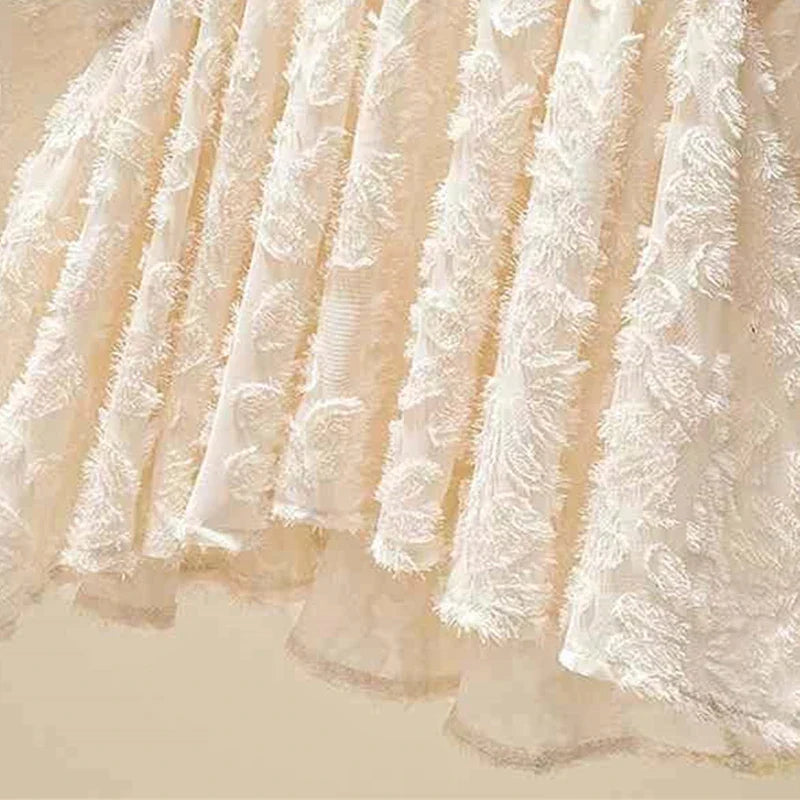 Luisa | Women's V-neck chiffon - blouse with lace and puff sleeves