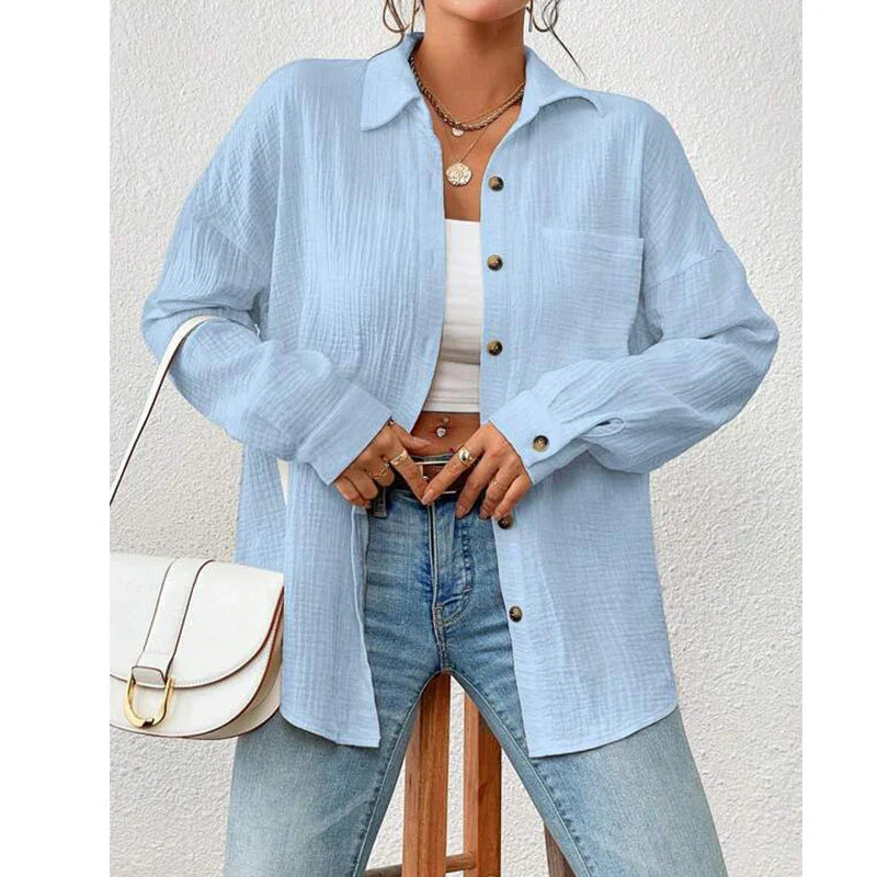 Ivona | - Women's casual long sleeve turn-down collar blouse