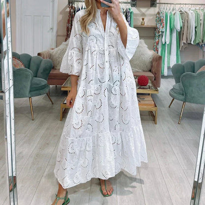 Cristina | Women's lace hollow - trumpet sleeve blouse