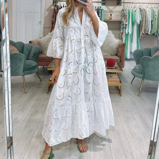 Cristina | Women's lace hollow - trumpet sleeve blouse