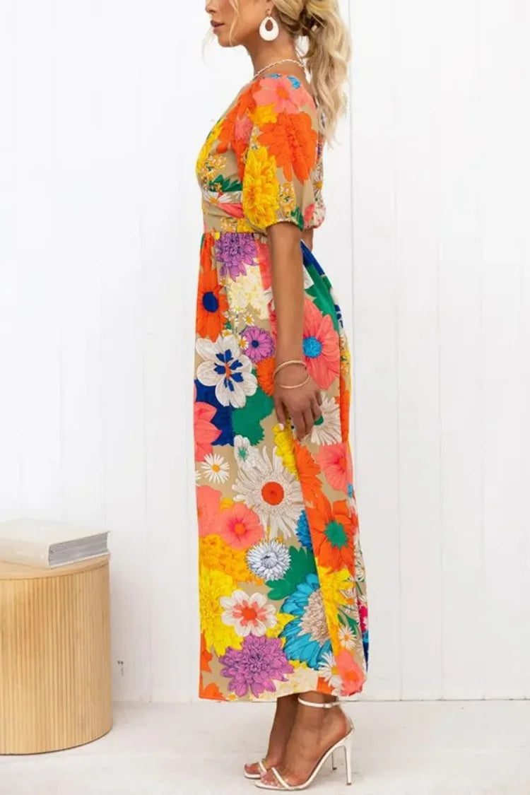 Anna - Dress with puff sleeves and floral print