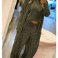Janice - Leopard Print Cardigan, Long Sleeve Pocket and Elasticated Waist Pants Set