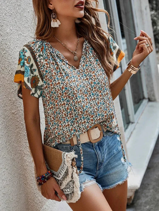Odette - Summer blouses with floral print