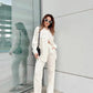 Beatrice - Stylish single-breasted blouse with wide-leg trousers