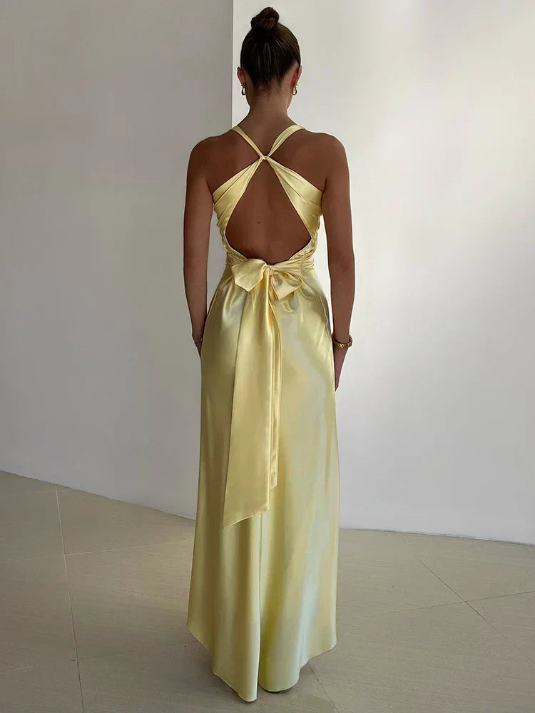 Sleeveless Women's Maxi Dress with Deep V-Neck for Summer