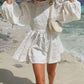 White oversized flare dress