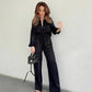 Beatrice - Stylish single-breasted blouse with wide-leg trousers