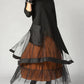 Corine - Patchwork dress with long sleeves and round neck