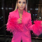 Pink suit with feathers