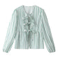 Chiara | Women's puff sleeve lace-up - spring blouse