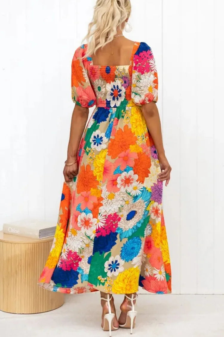 Anna - Dress with puff sleeves and floral print
