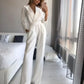 Arlene - Women's Loose Long Sleeve V-Neck Jumpsuit