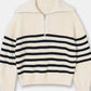 Madeleine - Wide Turtleneck Women's Sweater with Striped Lapel