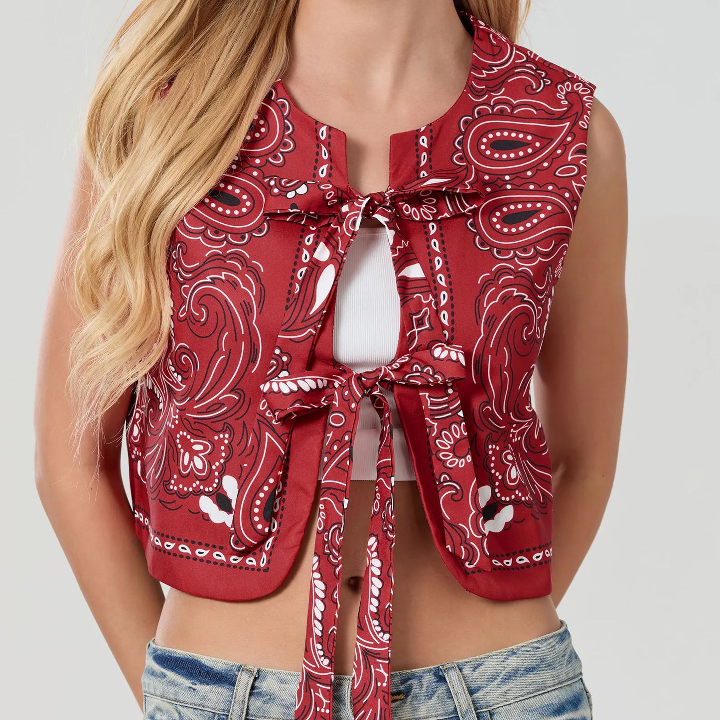 Y2K Rust Colored Bandana Wrap Top Trendy Cropped Streetwear Top - Liora