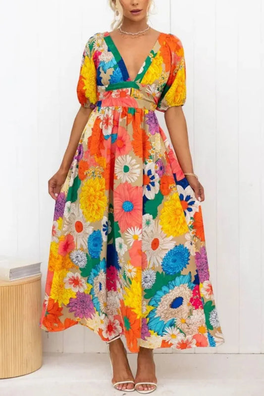 Anna - Dress with puff sleeves and floral print
