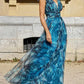 Debie - Bohemian long dress in peacock blue style