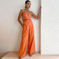 Evelien | Orange linen women's trousers