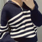 Madeleine - Wide Turtleneck Women's Sweater with Striped Lapel