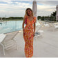 Quinn - Sexy dress without back print with butterfly sleeves
