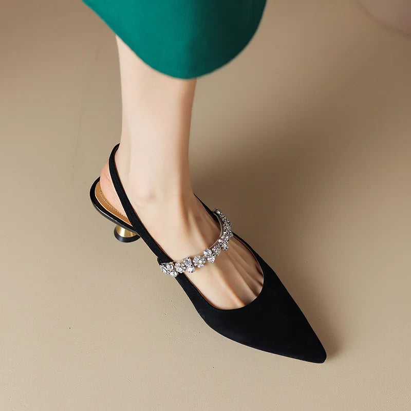 ZAHRA | RHINESTONE SLINGBACK HEELS