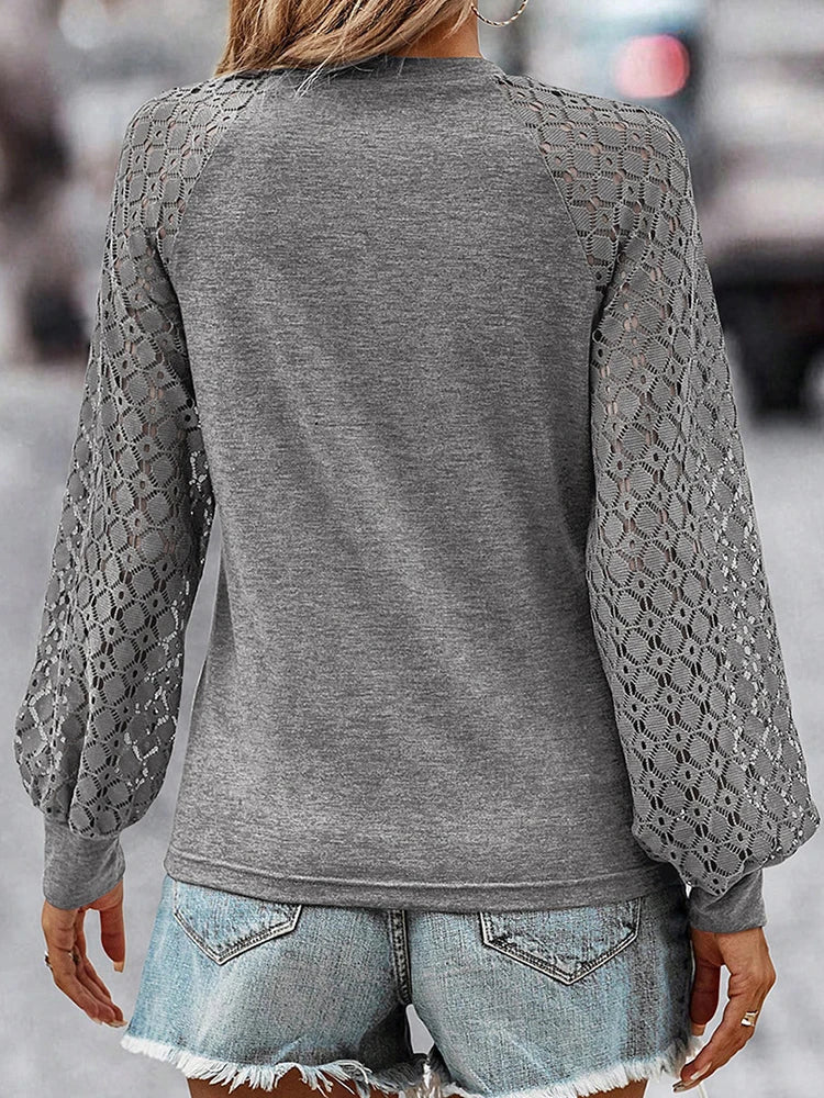 Elisa | Women's lace sleeve - round neck blouse
