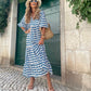Women's Boho Dress – Breezy Floral Dress with Wide Fit and 3/4 Sleeves