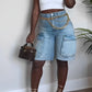 Helena - Denim cargo shorts for women