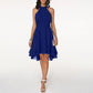 Women's Elegant Cocktail Dress with Neckholder and Ruffle - Sleeveless A-Line Evening Dress for Parties & Events