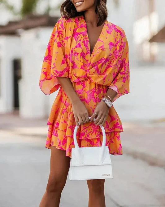 Fern - Ruffled floral print dress