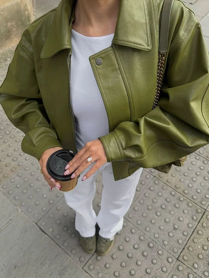 Sarea | Oversized Leather Jacket