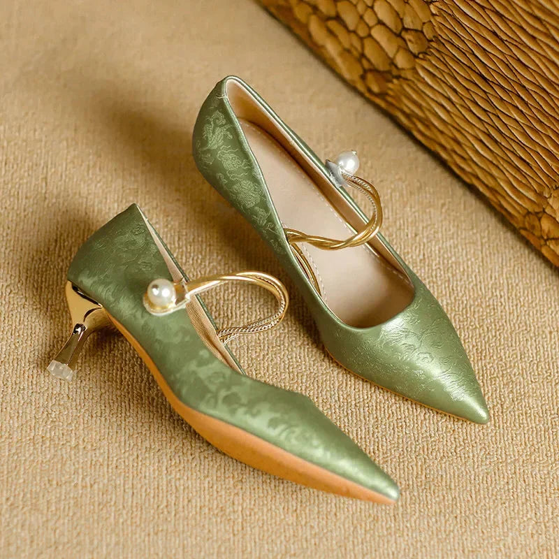 ZENDAYA | PEARL STRAP KITTEN HEELS