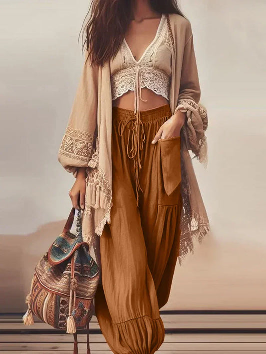 Dorothy - Vintage High Waist Drawstring Trousers