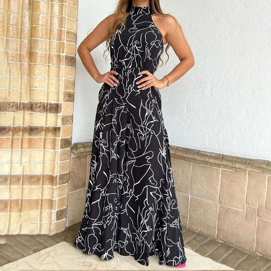 Beatrice - Elegant Printed Halter Neck Jumpsuit