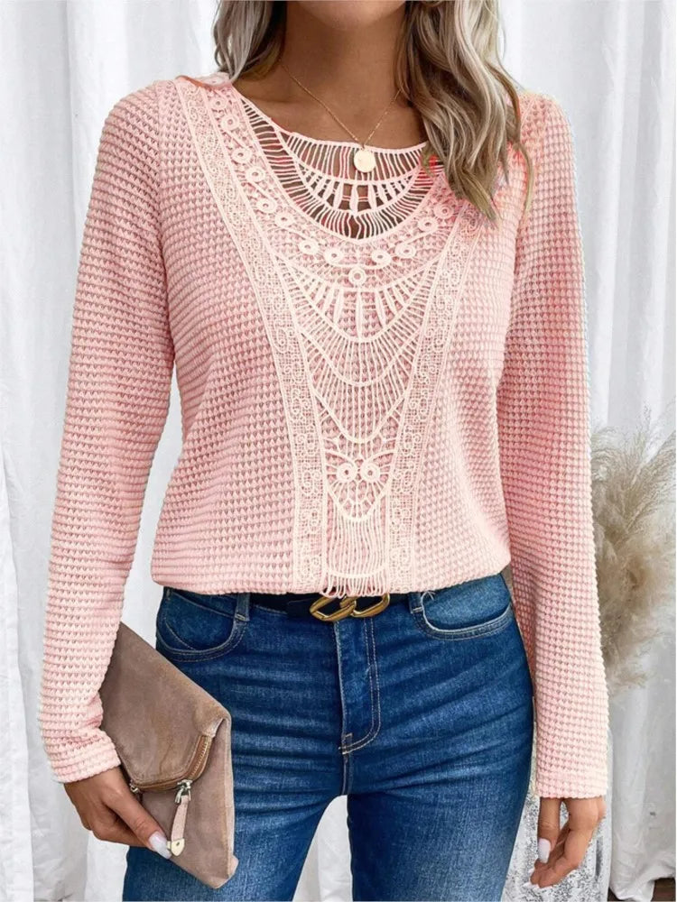 Diana | Women's lace stitching - casual long sleeve blouse