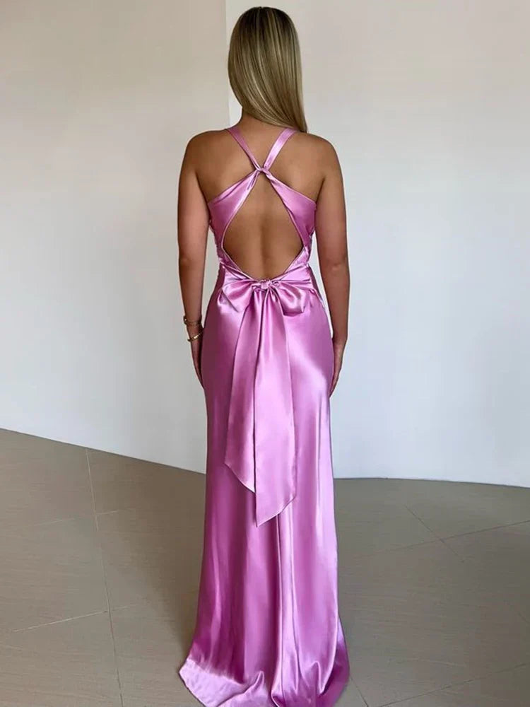 Sleeveless Women's Maxi Dress with Deep V-Neck for Summer