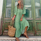 Women's Boho Dress – Breezy Floral Dress with Wide Fit and 3/4 Sleeves