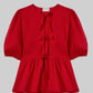 Kaye | Women's Puff-Sleeve Peplum Bow Top - Feminine & Elegant