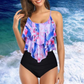 Cressida - Ruffle Tank Top &amp; High Waist Bikini - 2 Piece Tankini Set